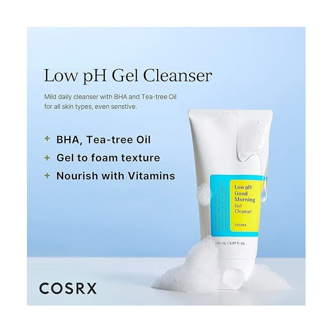 Cosrx Low pH Good Morning Gel Cleanser - Daily Mild Face Cleanser for Sensitive Skin