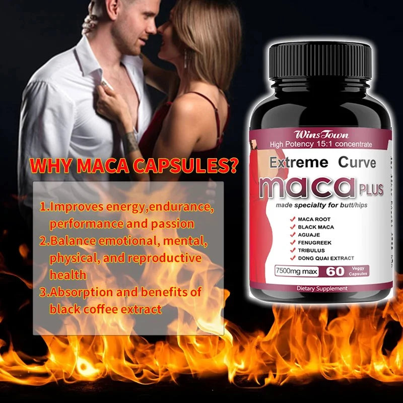 Extreme Curve Maca Plus Capsules (7500mg) | Dietary Supplement for Butt Enhanacement, Sexual Performance, Energy