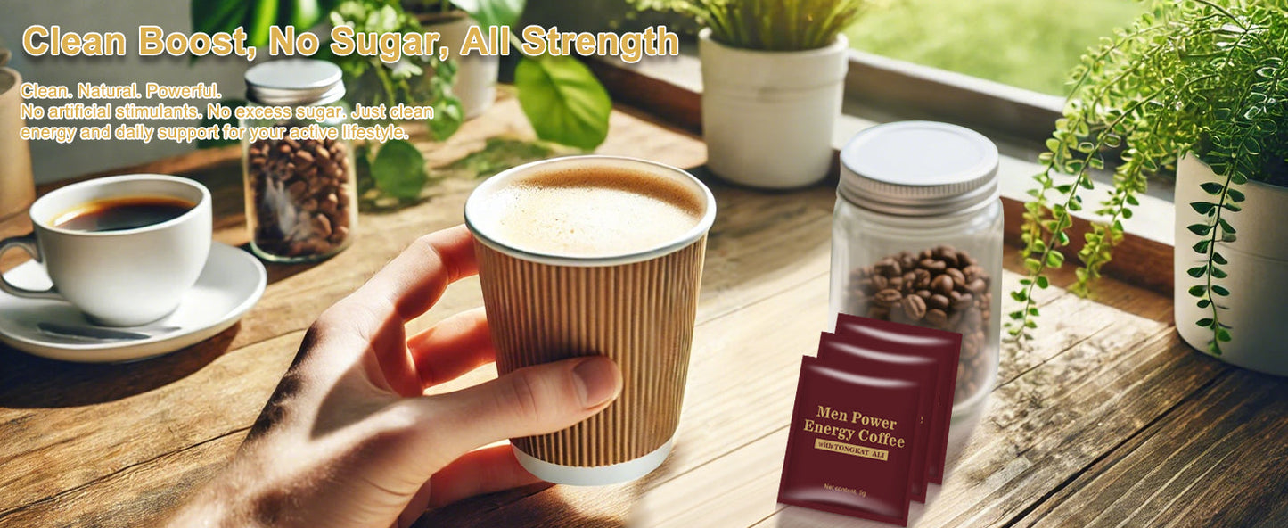 FARWIX Men's Herbal Energy Coffee - Instant Black Coffee with Maca, Tongkat Ali & Ginseng - 20 Sachets