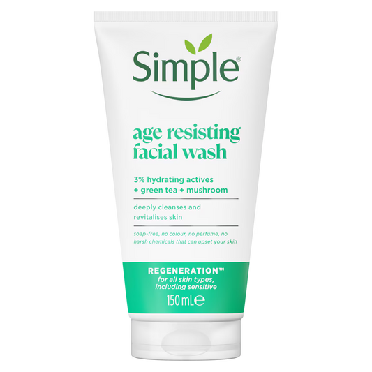 Simple Regeneration Age Resisting Facial Wash - Anti-Aging Cleanser with Prebiotics & Green Tea - 150ml