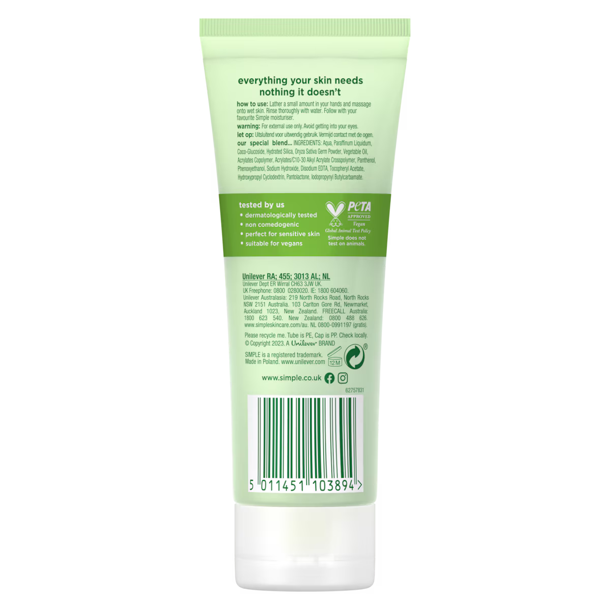 Simple Kind to Skin Smoothing Facial Scrub with Rice Granules - Gentle Exfoliation - 150ml