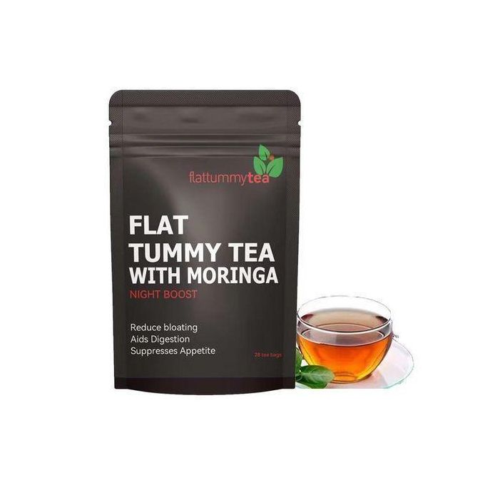 Flat Tummy Tea with Moringa (Night Boost) - Herbal Slimming Tea - 28 Bags