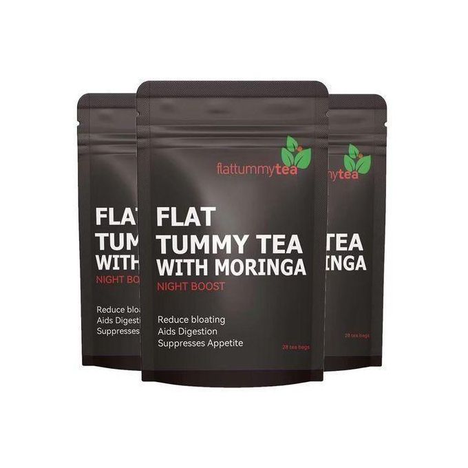 Flat Tummy Tea with Moringa (Night Boost) - Herbal Slimming Tea - 28 Bags