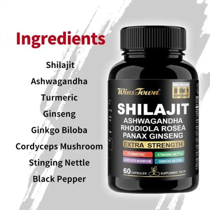 Organic Sea Moss Shilajit Ashwagandha Combo - Energy, Immunity & Hormone Balance - 60 Capsules Each