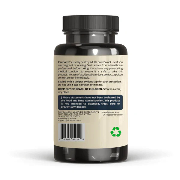 Tongkat Ali 500mg + Fadogia Agrestis 400mg Complex - Testosterone & Vitality Support - 60 Capsules