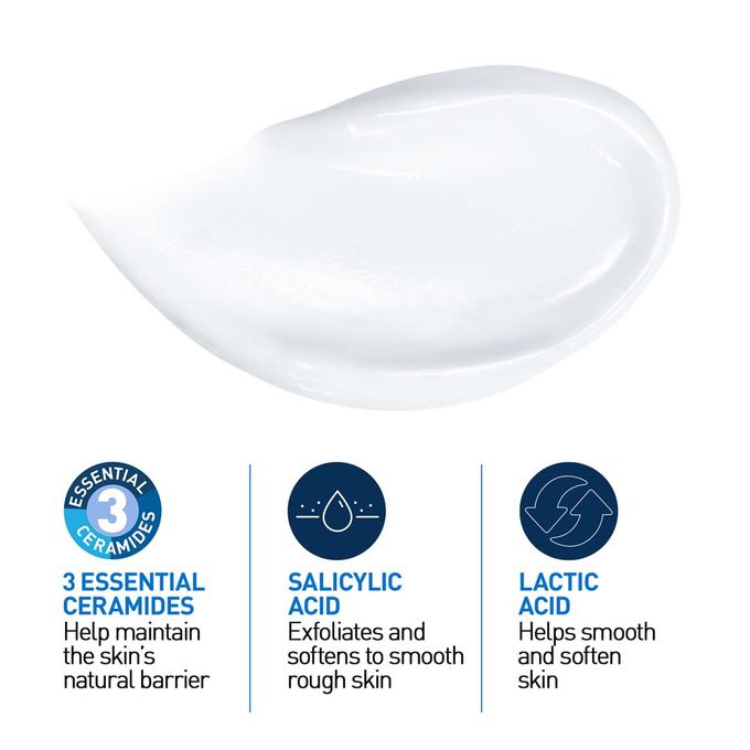 CeraVe SA Smoothing Cream 340g - Exfoliating Body Moisturizer for Rough & Bumpy Skin