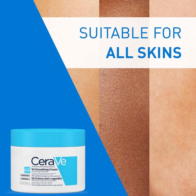 CeraVe SA Smoothing Cream 340g - Exfoliating Body Moisturizer for Rough & Bumpy Skin