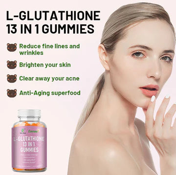 L-Glutathione Gummies with 13 Powerful Ingredients | Dietary Supplement for Skin Whitening, Anti-Aging, Wrinkles, and Immunity