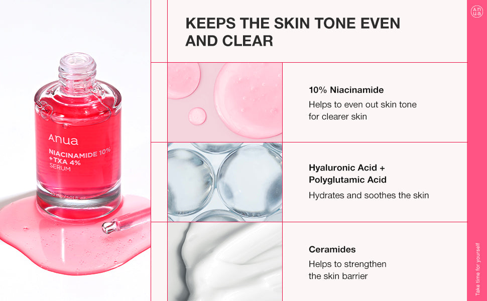 Anua Peach 70 Niacinamide 10% + TXA 4% Dark Spot Correcting Serum 30ml - Brightening & Hydrating