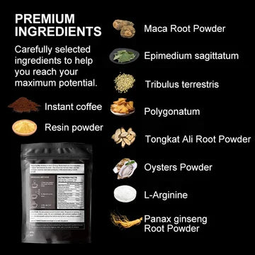 Maca Boost Coffee with Horny Goat Weed & Tongkat Ali - Instant Coffee for Stamina & Energy