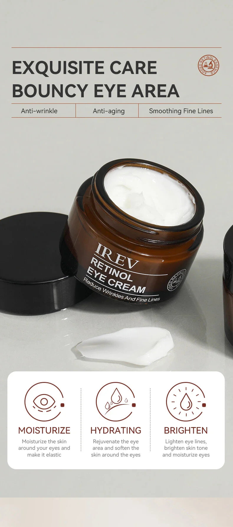 IREV Retinol Eye Cream 30g - Anti-Aging Eye Treatment for Dark Circles, Wrinkles & Puffiness