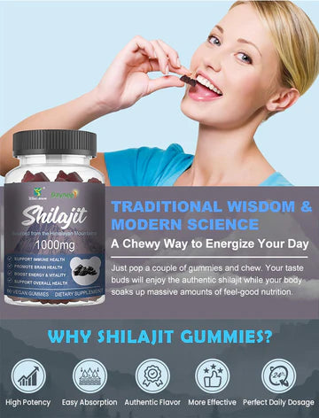 Himalayan Shilajit Gummies with Chaga and Ashwagandha (1000mg