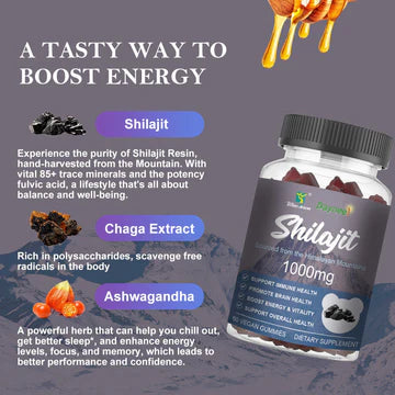 Himalayan Shilajit Gummies with Chaga and Ashwagandha (1000mg