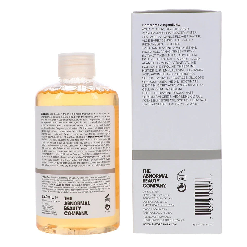 The Ordinary Glycolic Acid 7%  Exfoliating Solution – Brightening & Exfoliating Toner|  240ml